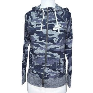 Nike Blue Gray Camo Zip Front Shirt Jacket Size Medium